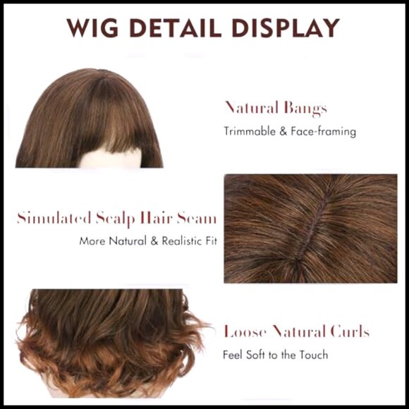 Layered Body Wave Synthetic Wig with Bangs Heat Resistant Yaki Fiber main image 6